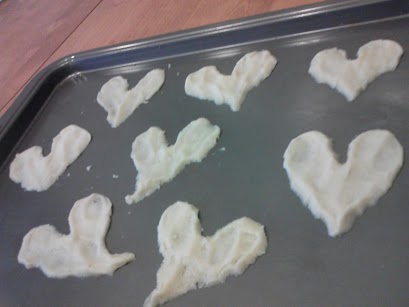 cookie dough shaped into hearts