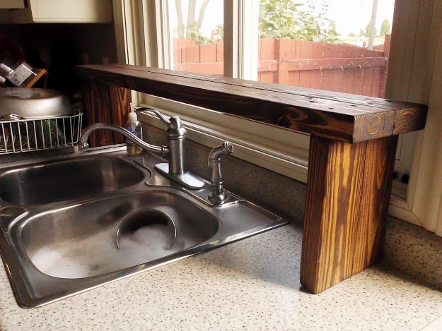 Pallet wood over the sink shelf- StowandTellU