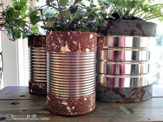 Paint Dipped Soup Cans with splatter paint texture-StowandTellU