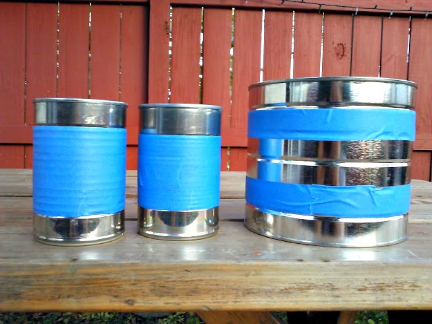 Soup can herb pots-tape cans of and paint
