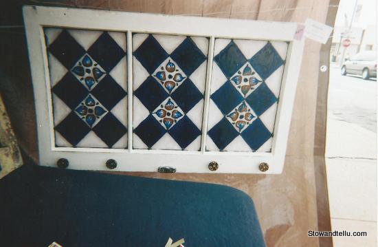 Faux  stained glass painting-cobalt-blue-pattern
